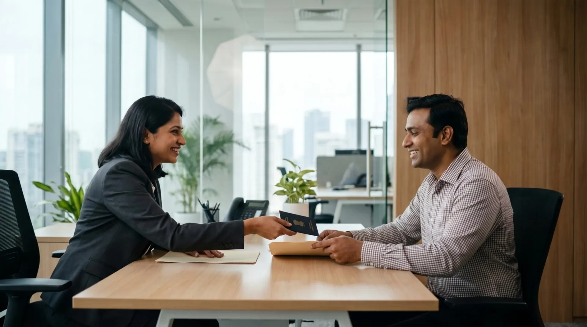 Indian job seekers on a call with Nasrec, at the airport, and at work abroad